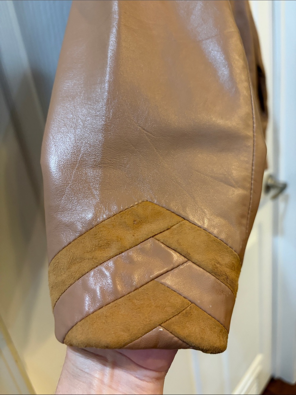 Leather Zip-Front Jacket in Tan - Picture 5 of 10